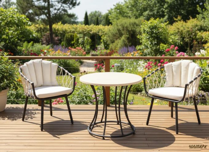 Комплект садових меблів "Рів'єра" бежева зі світлими подушками